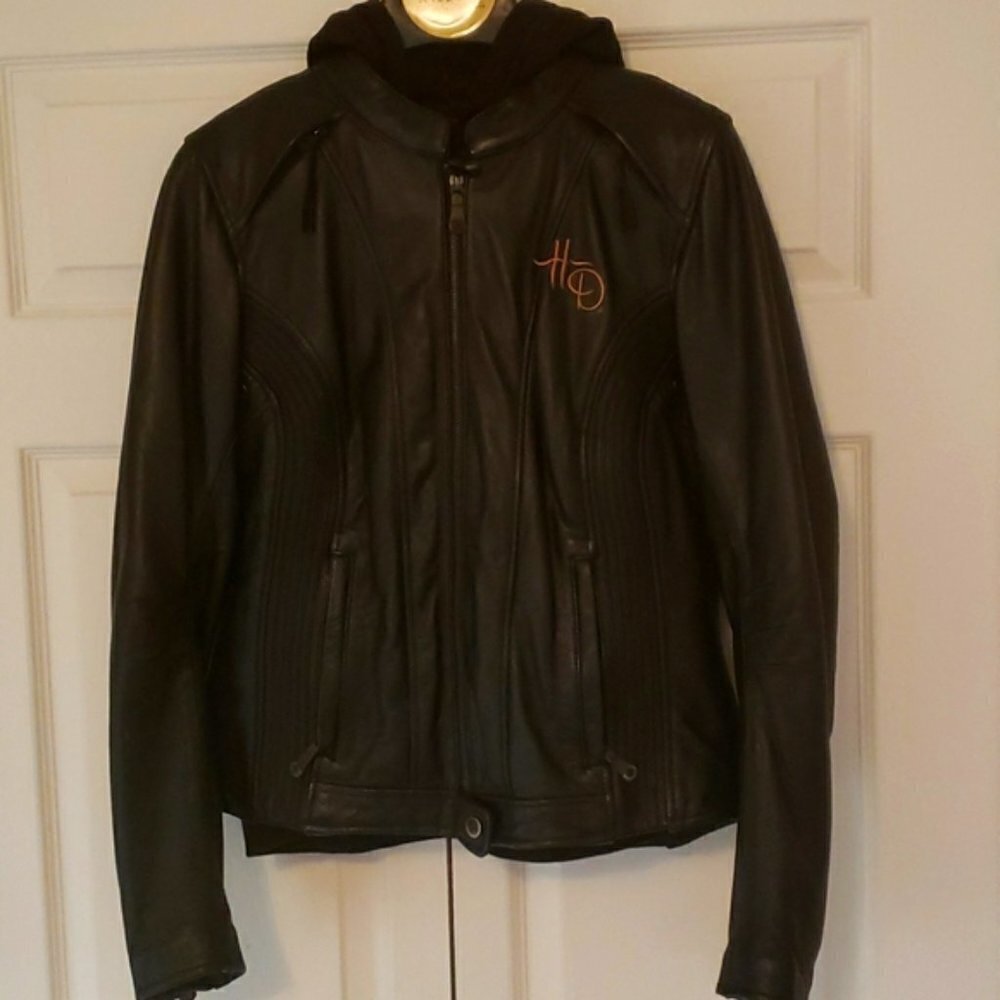 Harley Davidson Women's 110th Anniversary 3 in 1 Leather Jacket Med EUC - Picture 4 of 11